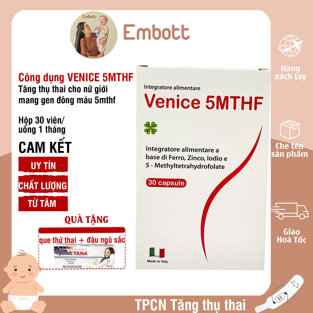 Venice 5 MTHF hộp 30 viên Tăng thụ thai cho nữ giới EMBOTT22