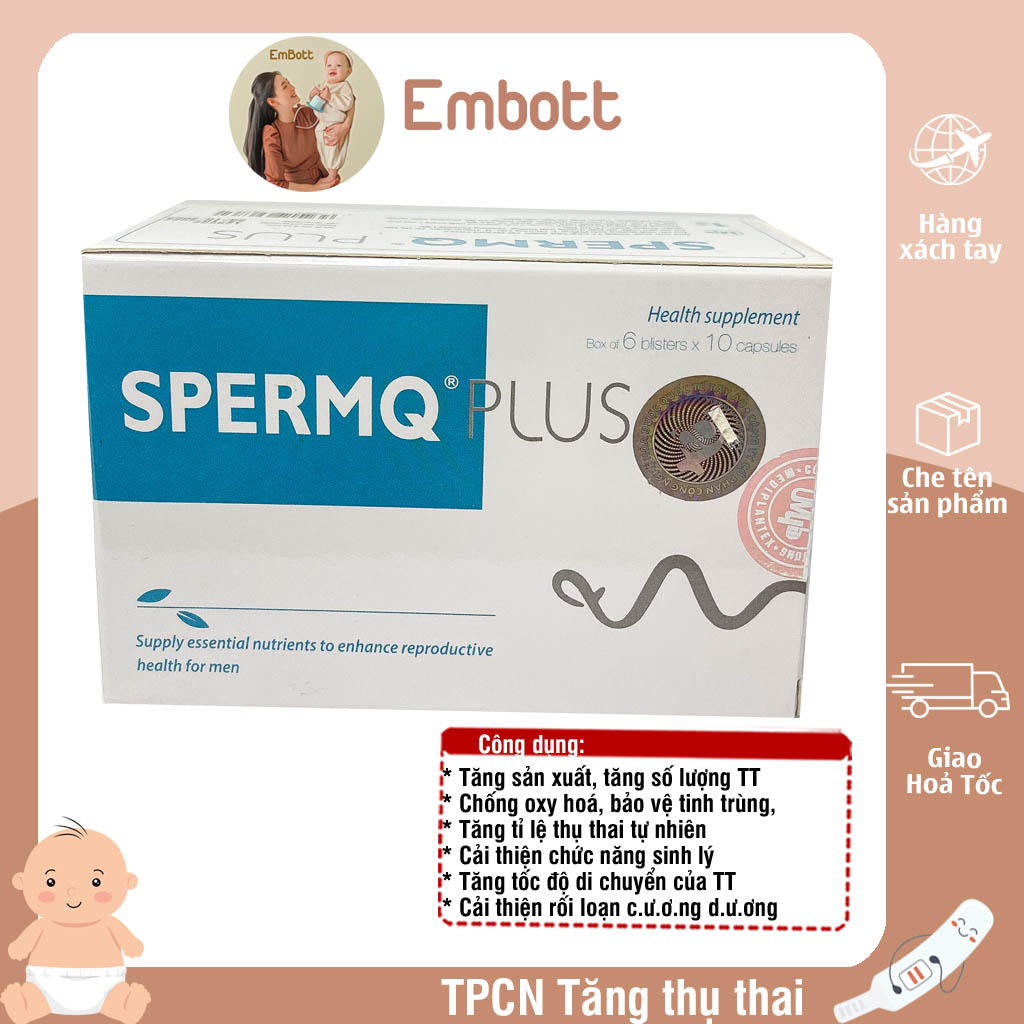 Spermq Plus Hộp 60 viên tăng khả năng thụ thai cho nam giới EMBOTT22