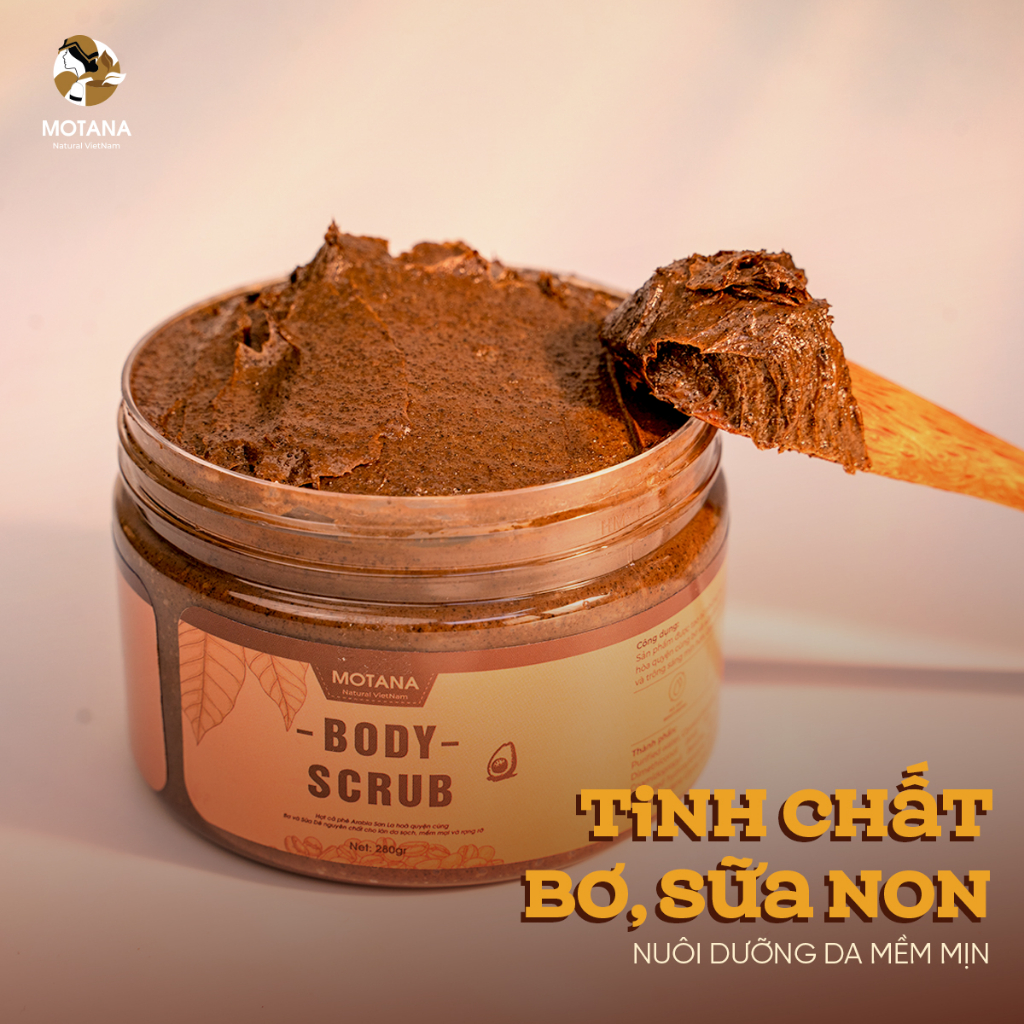 Tẩy da chết body cà phê Motana 280g và 500g, tẩy tế bào chết cà phê giúp trắng da, sạch da, mịn da