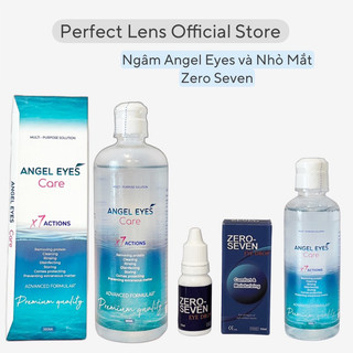Nước ngâm rửa lens, kính áp tròng Perfect Lens The View và nhỏ mắt Zero Seven Angel Eyes