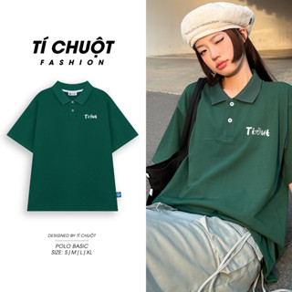 [Nhập THOITOI20 Giảm 20%] Áo polo nam nữ màu rêu local brand logo thêu, Áo cổ bẻ Ti:out trơn unisex tay lỡ form rộng