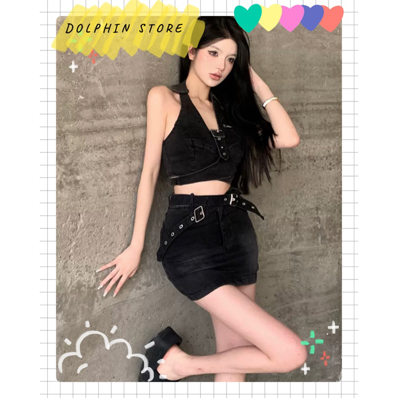 -Set jean bigsize - set đồ y2k bigsize - set áo croptop kèm chân váy bigsize - set đồ đi chơi bigsize