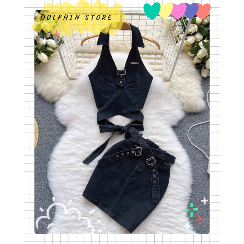 -Set jean bigsize - set đồ y2k bigsize - set áo croptop kèm chân váy bigsize - set đồ đi chơi bigsize