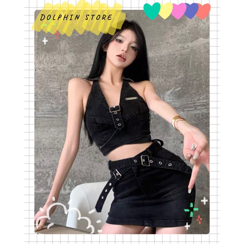 -Set jean bigsize - set đồ y2k bigsize - set áo croptop kèm chân váy bigsize - set đồ đi chơi bigsize