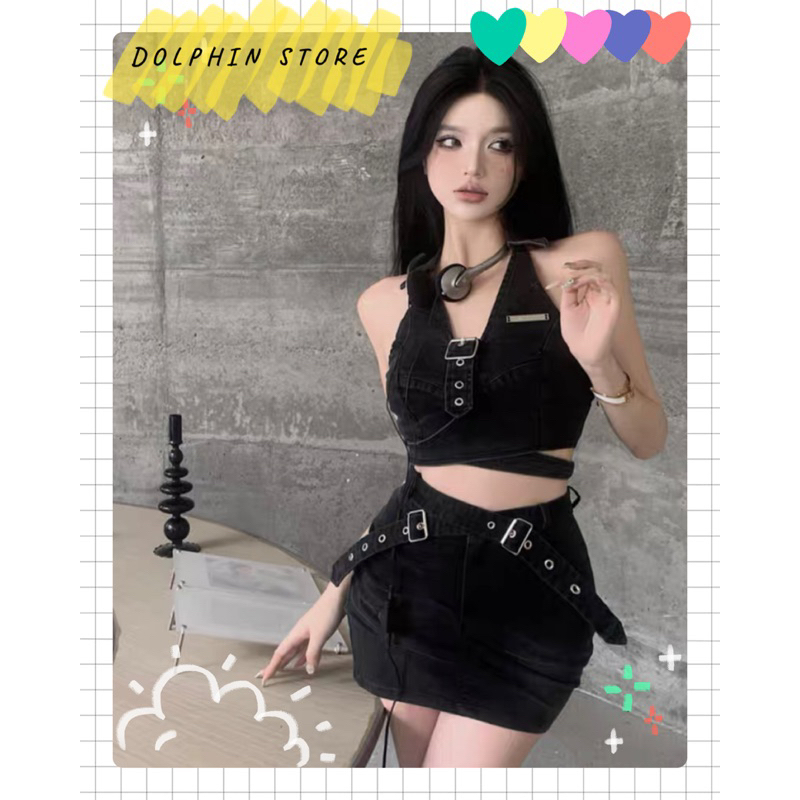 -Set jean bigsize - set đồ y2k bigsize - set áo croptop kèm chân váy bigsize - set đồ đi chơi bigsize