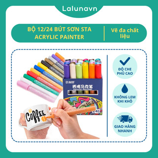 Bộ bút sơn STA  Acrylic Painter 12/24 màu, vẽ trên nhiều chất liệu - B38