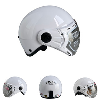 Mũ bảo hiểm 1/2 đầu có kính - VS105K - Trắng tinh khôi - Vòng đầu 56-58cm - Hàng chính hãng - Bảo hành 12 tháng
