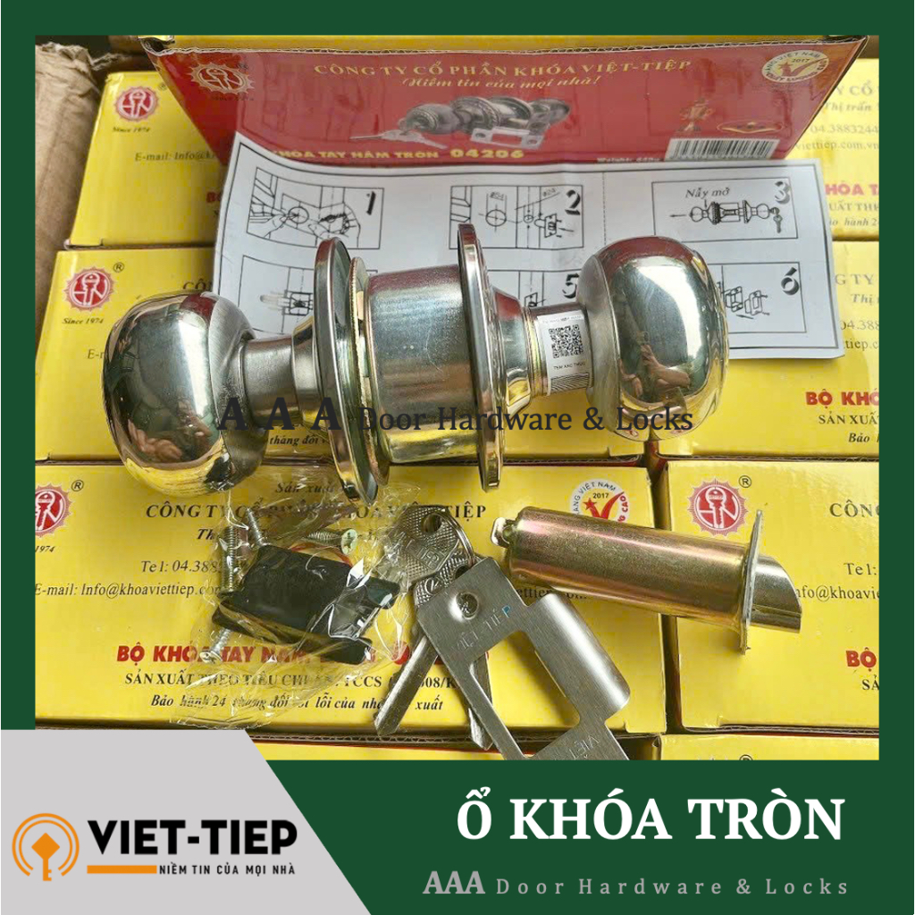 Ổ Khóa tay nắm tròn VIỆT TIỆP đóng hộp