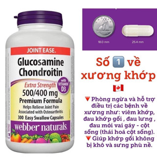 Viên uống hỗ trợ xương khớp Glucosamine Chondroitin + Vitamin D3 + MSM Webber Naturals Canada