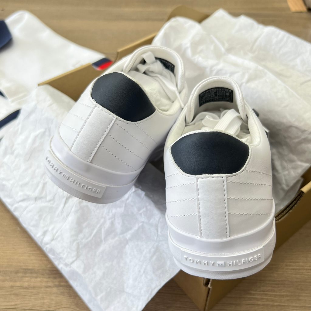 Giày Tommy Hilfiger Leather -Trắng Gót Đen