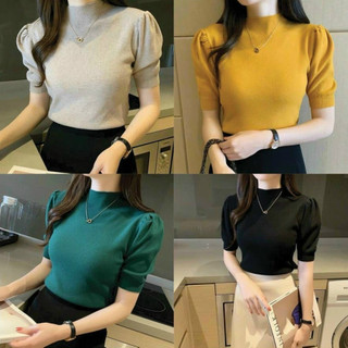 Áo len mịn cổ lọ tay bồng lỡ, hàng qc nhiều màu sắc