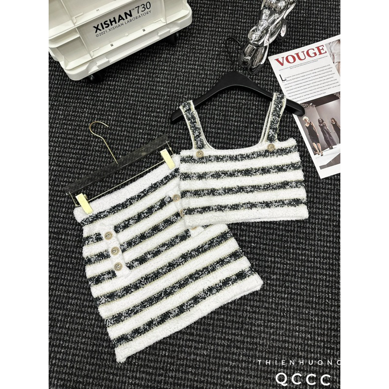 Set Váy Len Kẻ Bal man QC L1