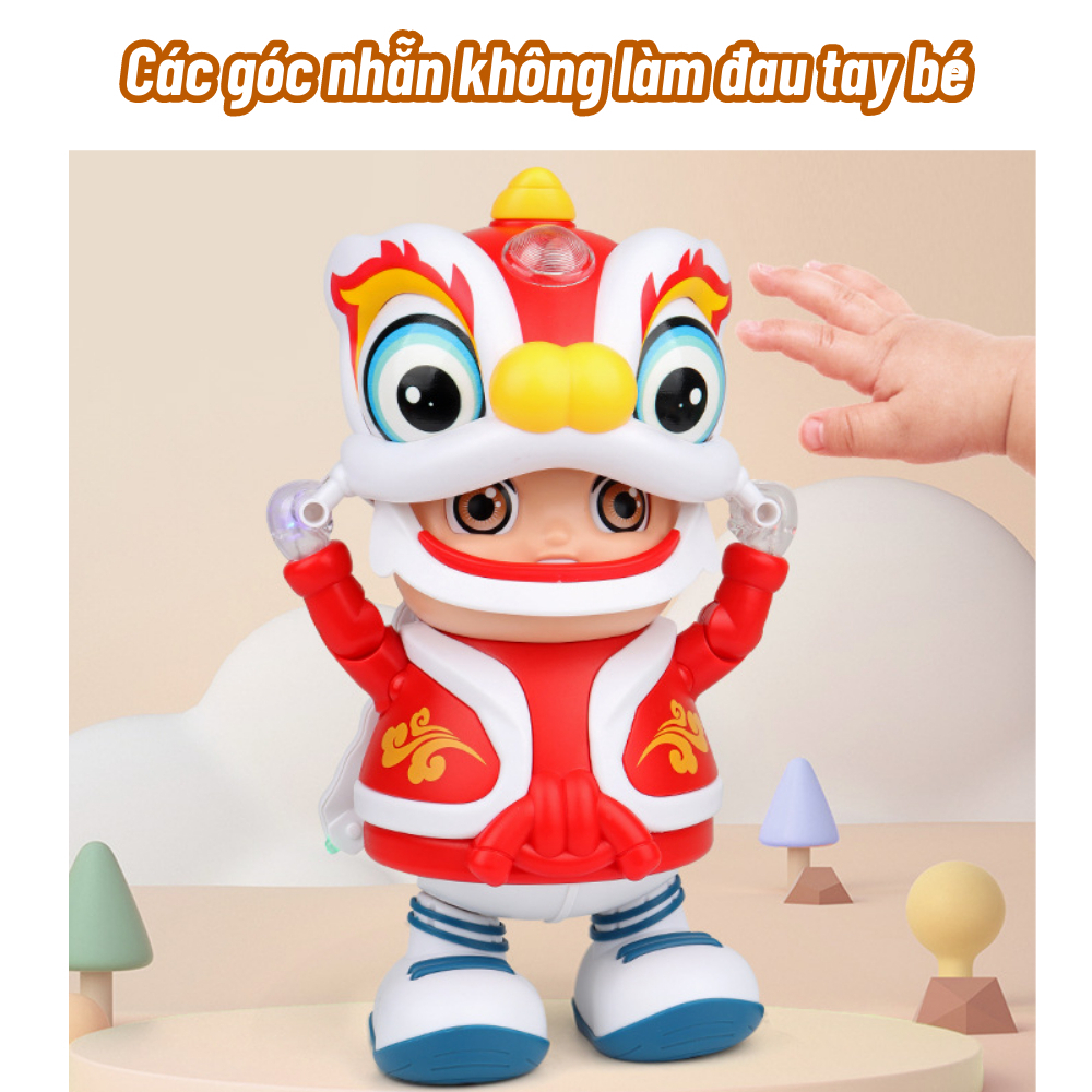Đồ Chơi Trung Thu Chú Bé Múa Lân Có Đèn Nhạc Vui Nhộn Cho Bé, Quà Tặng Lân Múa Cho Bé Trai Bé Gái.