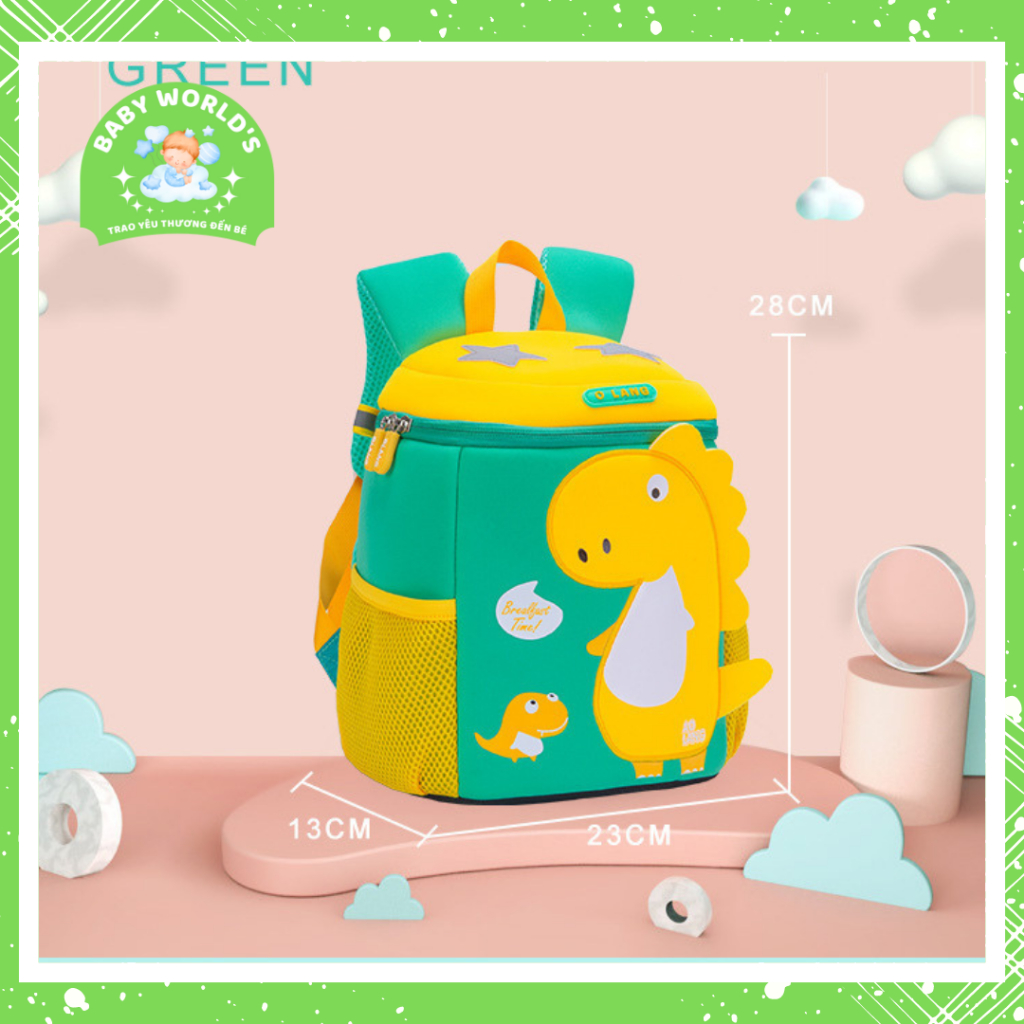 Balo chống thất lạc siêu nhẹ cho bé mầm non, mẫu giáo hình khủng long đáng yêu