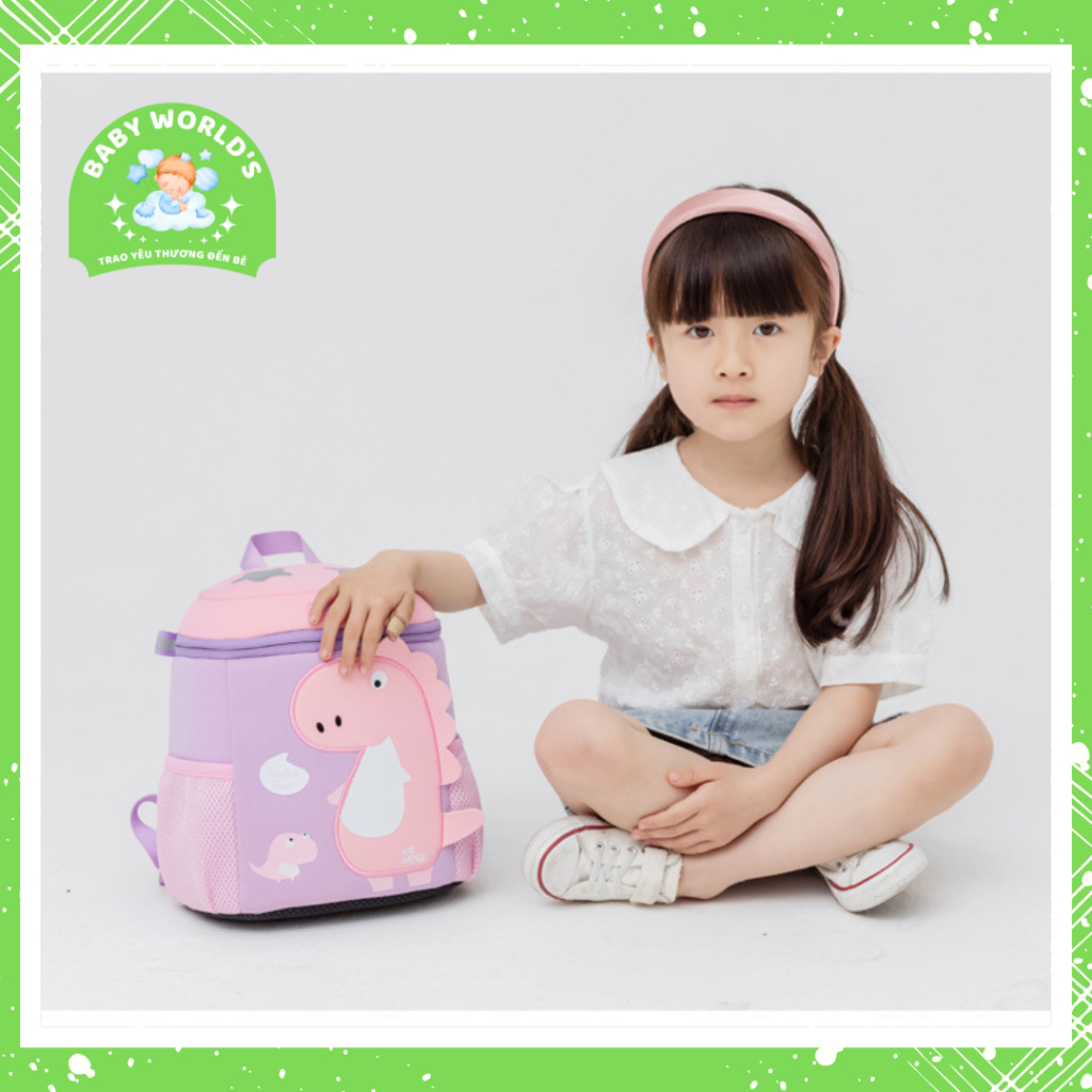 Balo chống thất lạc siêu nhẹ cho bé mầm non, mẫu giáo hình khủng long đáng yêu