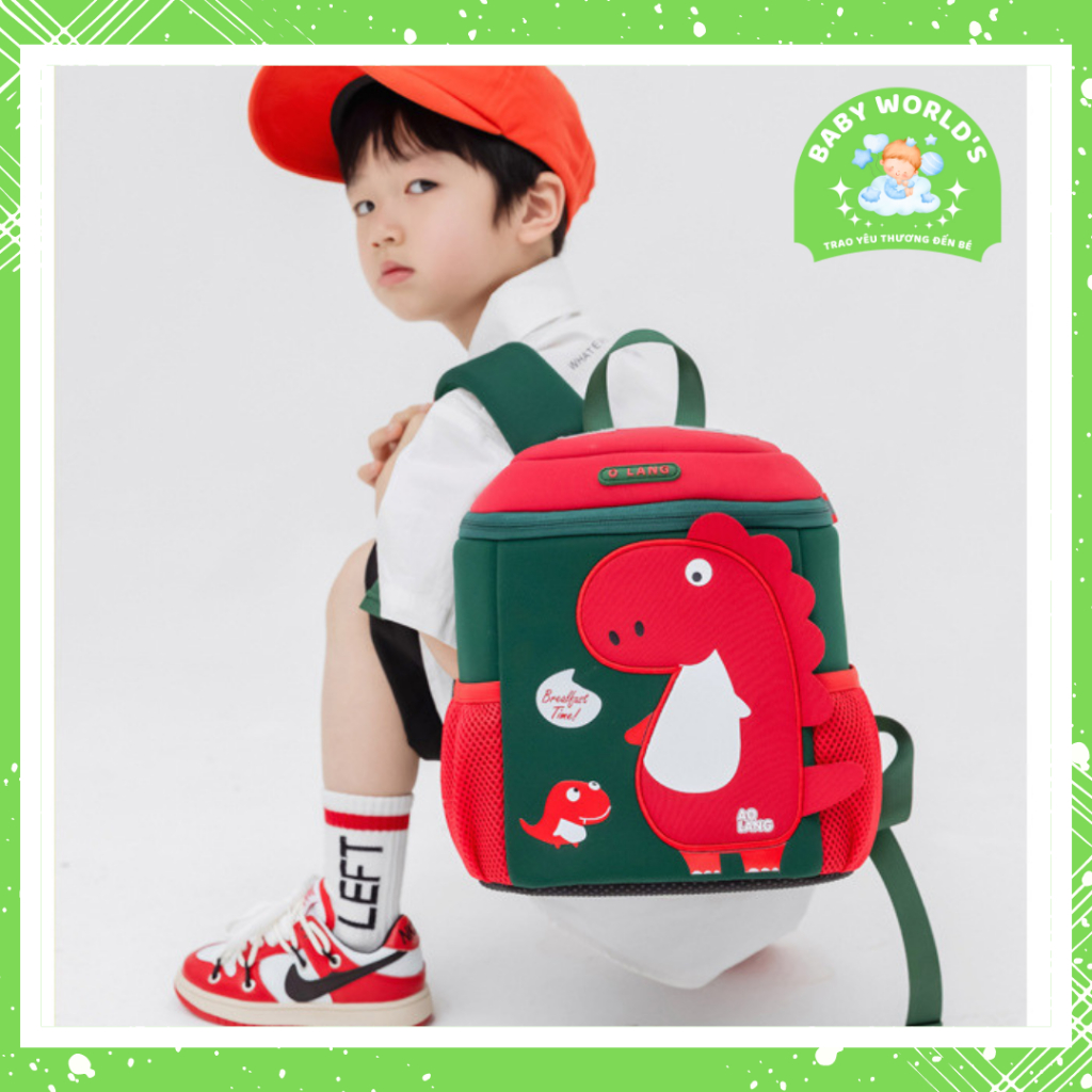 Balo chống thất lạc siêu nhẹ cho bé mầm non, mẫu giáo hình khủng long đáng yêu