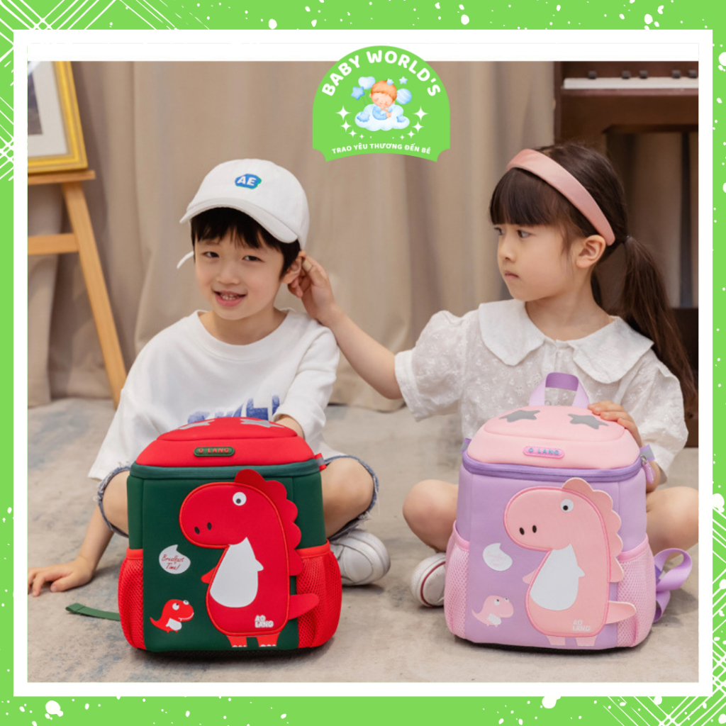 Balo chống thất lạc siêu nhẹ cho bé mầm non, mẫu giáo hình khủng long đáng yêu