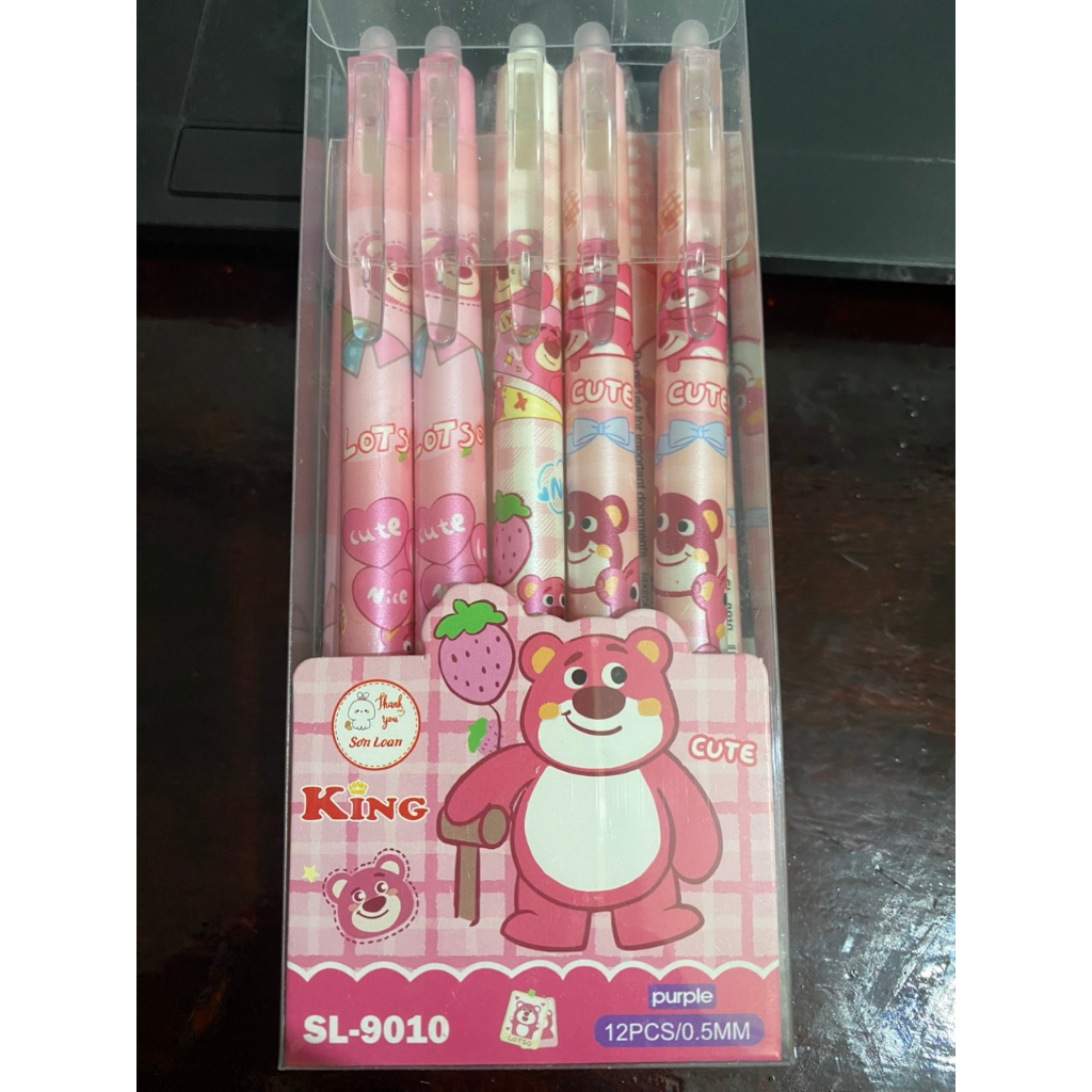 BÚT GEL BẤM XÓA ĐƯỢC MỰC TÍM HÌNH GẤU DÂU LOSTO