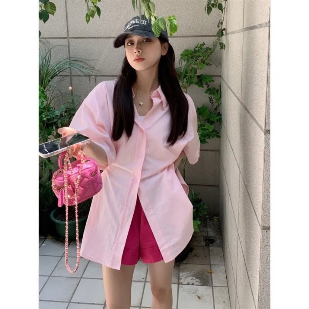 Set Bộ BigSize Áo Sơ Mi Ngắn Tay & Quần Short Lưng Thun Cúc Bấm Chiết Eo Form Siêu Tôn Dáng