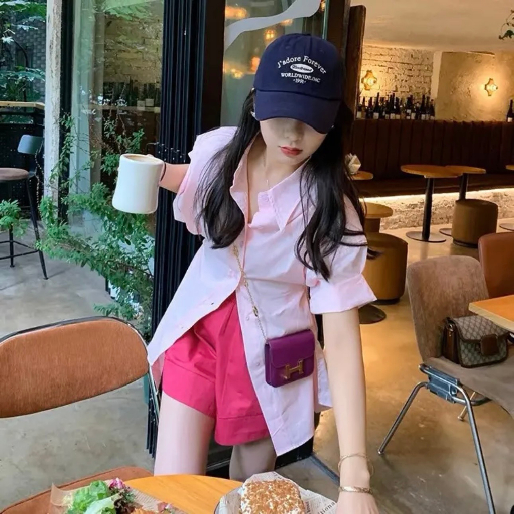 Set Bộ BigSize Áo Sơ Mi Ngắn Tay & Quần Short Lưng Thun Cúc Bấm Chiết Eo Form Siêu Tôn Dáng