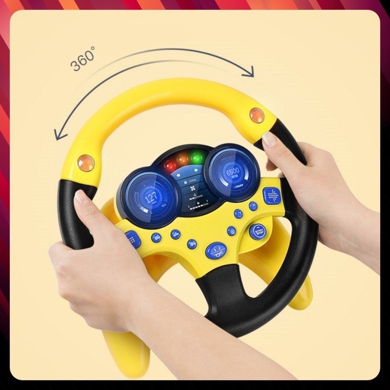 Đồ Chơi Vô Lăng Lái Xe Ô Tô Cho Bé, Có Đèn Có Nhạc Cho Bé, Xoay 360 Độ