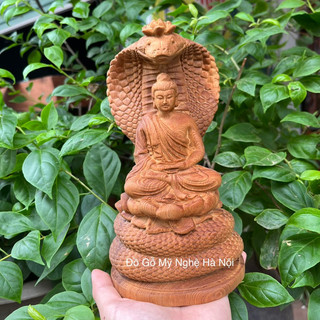 Tượng rắn thần Naga che mưa cho đức phật thích ca gỗ ngọc am