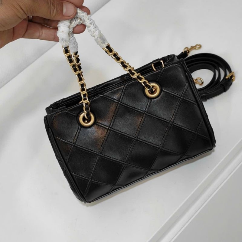 Túi T0RY BURCH FLEMING SOFT MINI CHAIN TOTE - BLACK💥 SIÊU SANGl