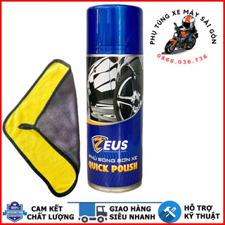 Chai xịt phủ bóng sơn xe, dàn áo ZEUS, dưỡng nhựa bóng xe máy, ô tô