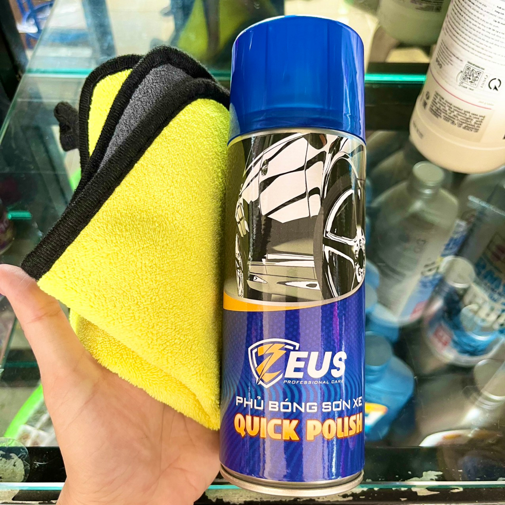 Chai xịt phủ bóng sơn xe, dàn áo ZEUS, dưỡng nhựa bóng xe máy, ô tô