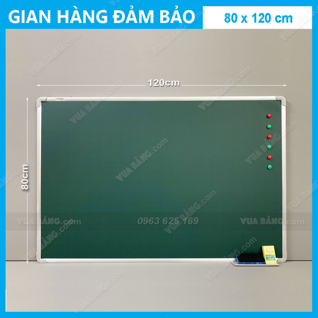 Bảng Từ Xanh Viết Phấn, KT: 0,8x1,2m (Tặng 1 khay phấn, 1 hộp phấn, 1 xóa bảng, 6 nam châm)