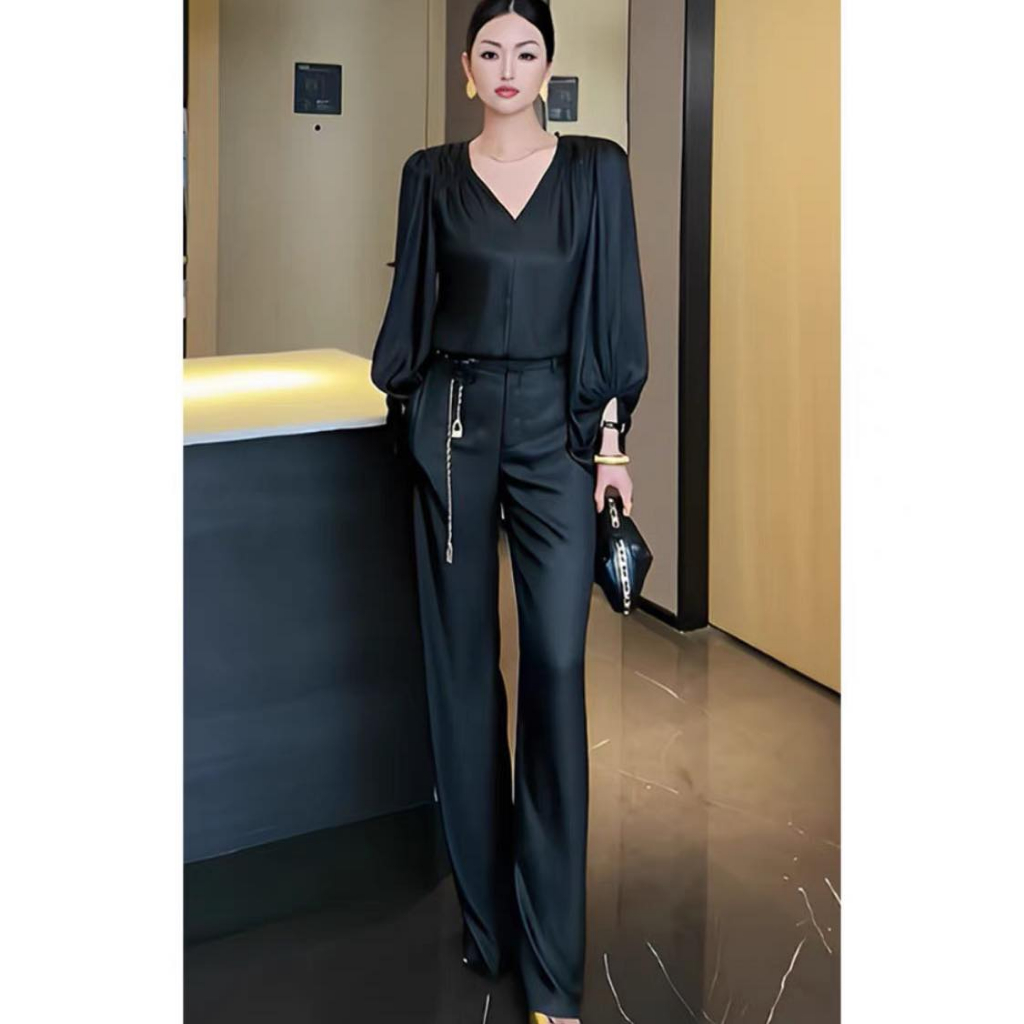 Set lụa đôn vai xếp ly vai Meadow Eclipse Clothing