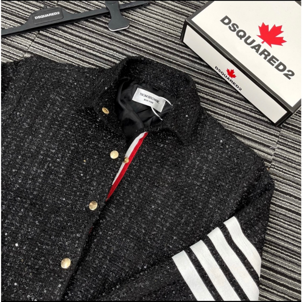 Áo Khoác Bomber Thome Nam Nữ Kim Tuyến Vải Dạ Phối Thêu-Áo Bomber Thome Kim Tuyến Óng Ánh Form Dáng Unisex