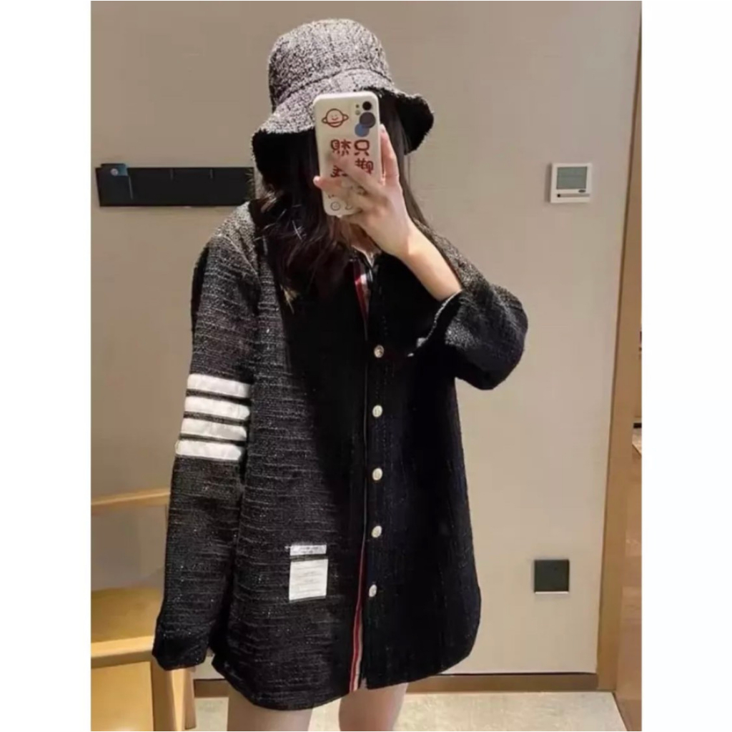 Áo Khoác Bomber Thome Nam Nữ Kim Tuyến Vải Dạ Phối Thêu-Áo Bomber Thome Kim Tuyến Óng Ánh Form Dáng Unisex