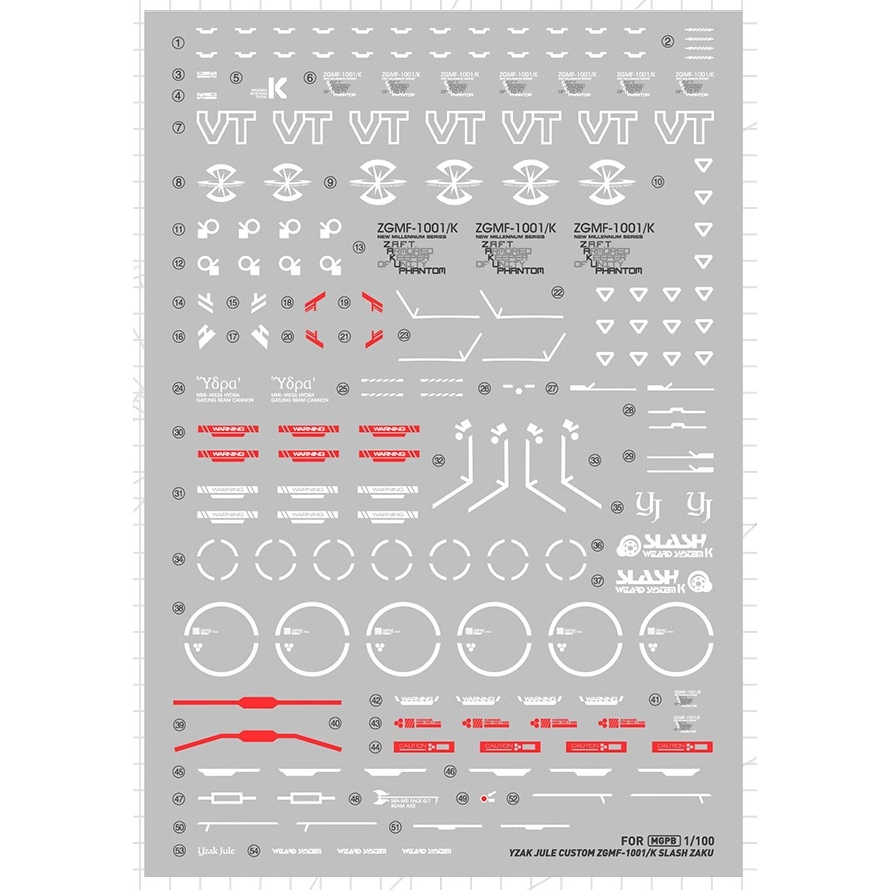 Decal nước cho MG Blaze Zaku Phantom (Rey Za) / Slash Zaku Phantom (Yzak) / Blaze Zaku Phantom_Warrior