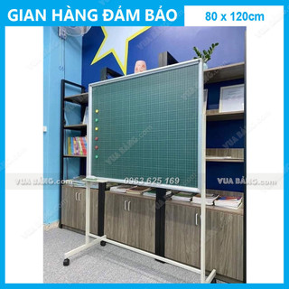 Bảng từ xanh viết phấn kẻ có chân di chuyển