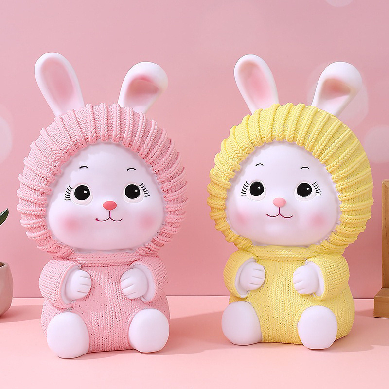 Tượng tô màu CÔ BÉ MŨ LEN thạch cao size lớn 18-24cm