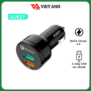Tẩu sạc ô tô 2 cổng sạc nhanh qc 3.0 - hãng aukey cc-t7