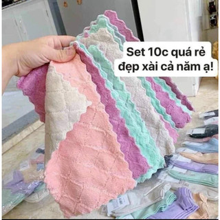 Combo khăn lau bếp - khăn lau tay 2 mặt siêu thấm