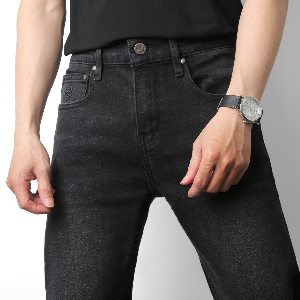 Quần Jean Dài Nam LV Đen Xám, Form Slim-fit, chất vải co giãn nhẹ, ống 15-18cm, Hàng VNXK - JLV21