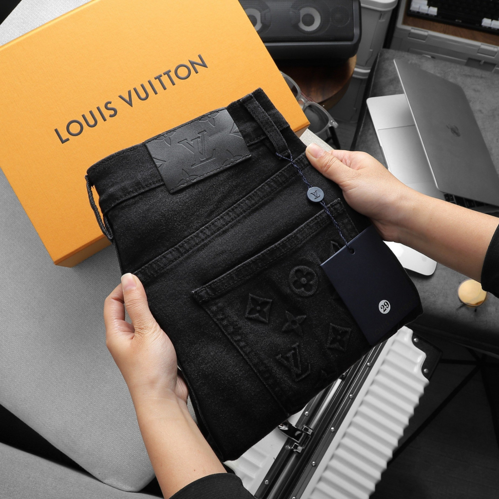 Quần Jean Dài Nam LV Đen Xám, Form Slim-fit, chất vải co giãn nhẹ, ống 15-18cm, Hàng VNXK - JLV21