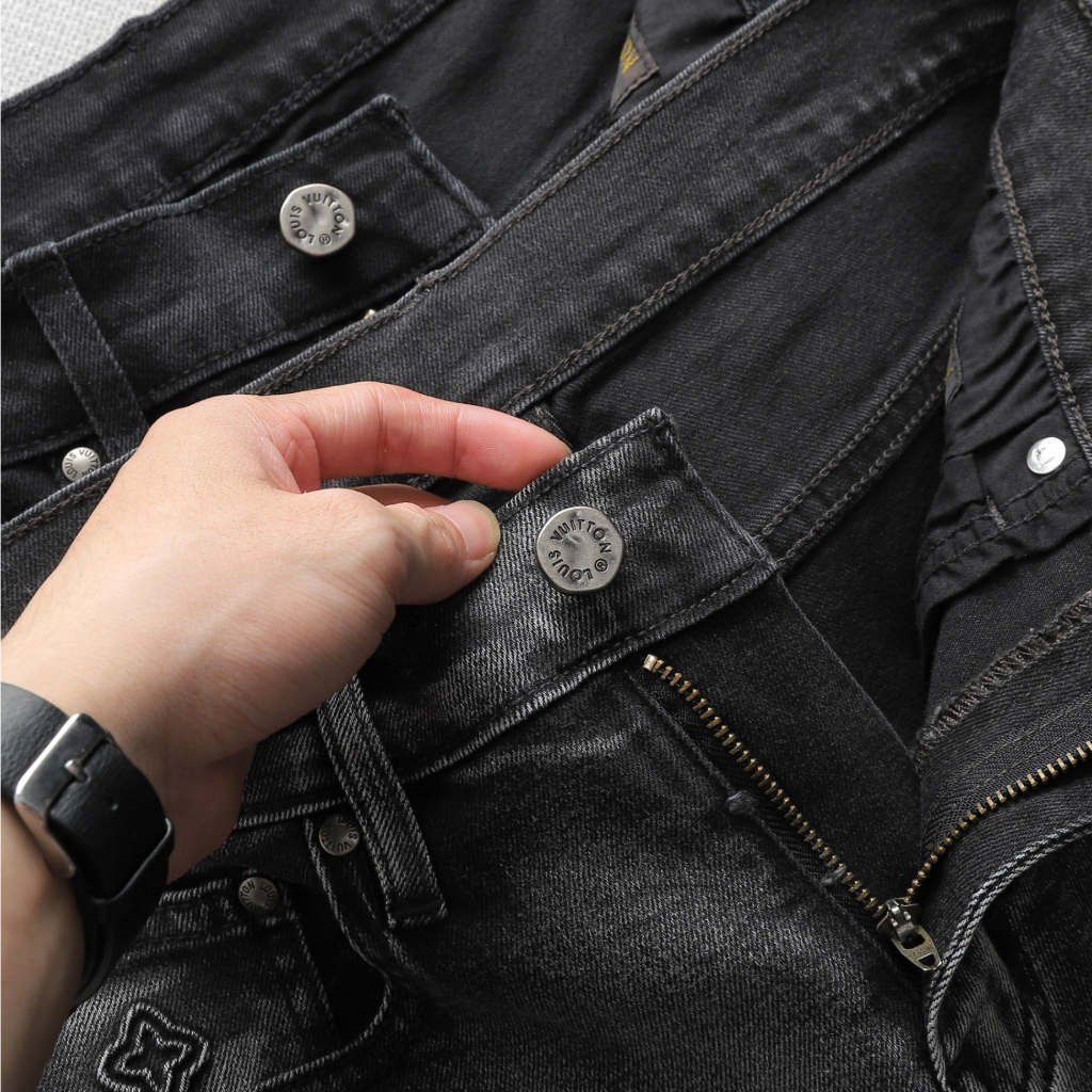Quần Jean Dài Nam LV Đen Xám, Form Slim-fit, chất vải co giãn nhẹ, ống 15-18cm, Hàng VNXK - JLV21