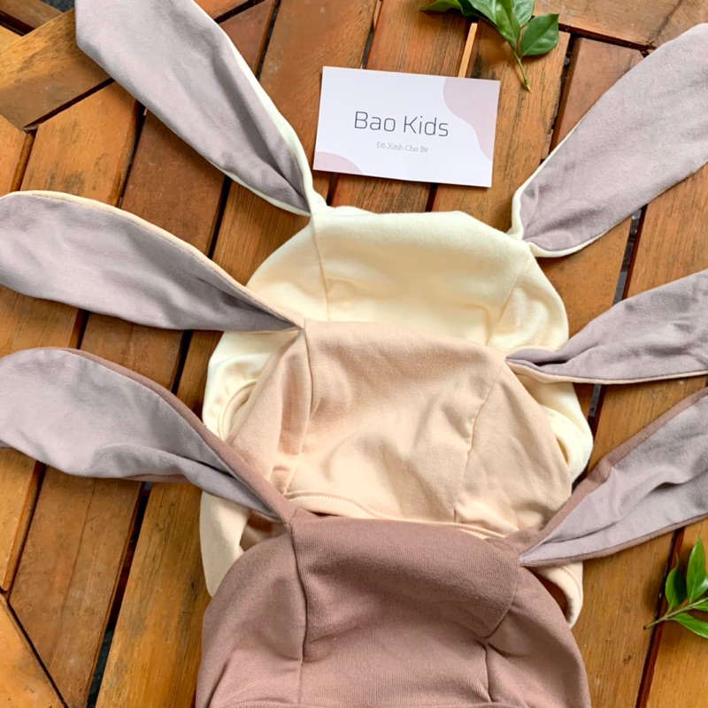 Bao Kids ❤ Mũ Cotton Tai Thỏ Dài Co Giãn Dễ Thương Cho Bé 0-4 Tuổi