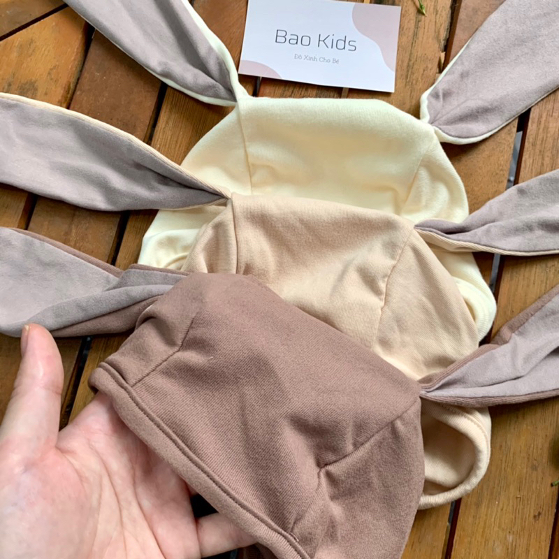 Bao Kids ❤ Mũ Cotton Tai Thỏ Dài Co Giãn Dễ Thương Cho Bé 0-4 Tuổi