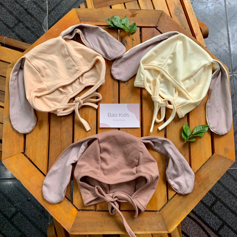 Bao Kids ❤ Mũ Cotton Tai Thỏ Dài Co Giãn Dễ Thương Cho Bé 0-4 Tuổi