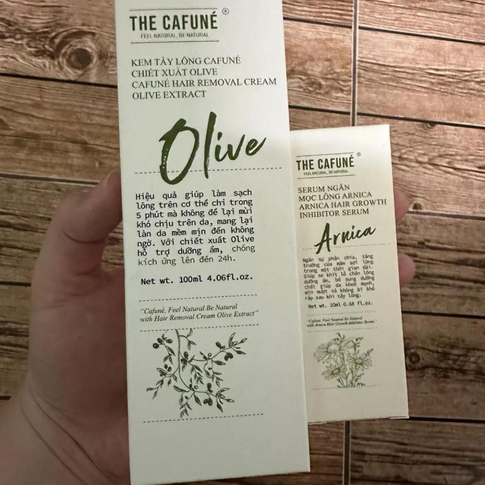 Kem Tẩy Lông Olive Serum Ức Chế Mọc Lông The Cafune Chính Hãng Gel Tẩy Lông Nách Chân Tay Ria Mép Vùng Kín Bikini Nam Nữ