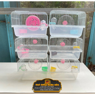 Lồng nuôi hamster - Lồng hamster KHAY CAO TRONG suốt, lồng mini full phụ kiện, lồng ngũ sắc hamster