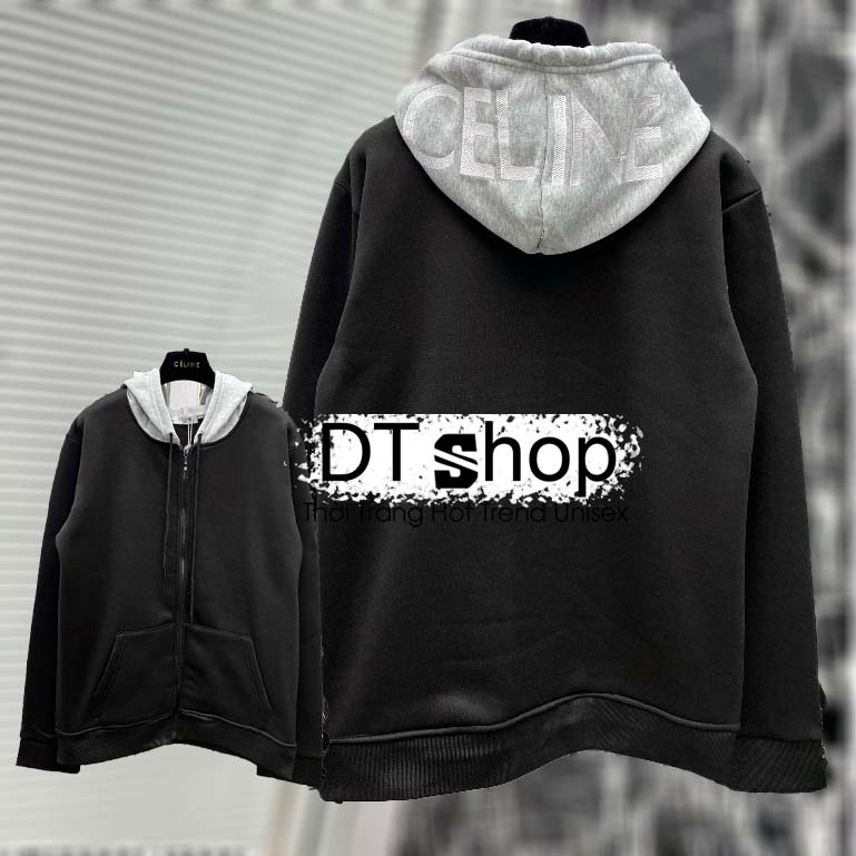 Áo Khoác Nỉ Mũ Xám Ce Lin3 ❤ Áo Khoác Dày Dặn Dáng Rộng Nam Nữ NVA607