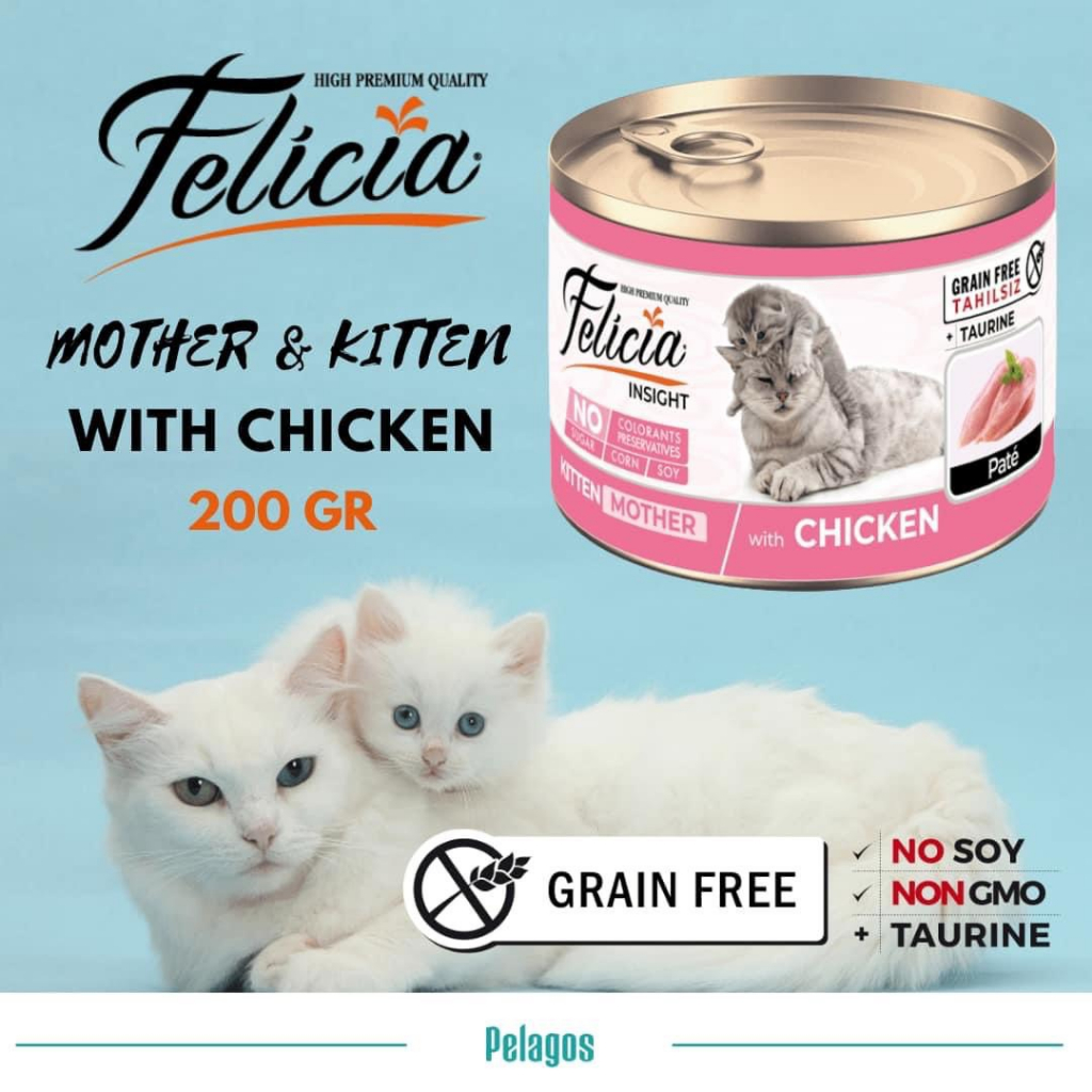 200gr - Pate Felicia Mèo Mẹ Mèo con Grain Free từ Châu Âu thành phần Gà Mother & Babycat Kitten Mousse thêm Taurine
