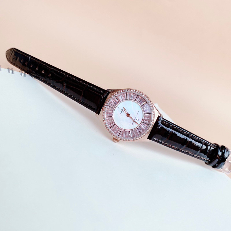 Đồng hồ nữ Christian Van Sant mặt tròn dây đen chính hãng