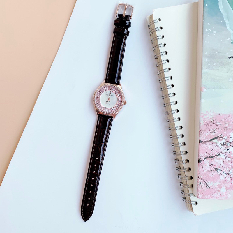 Đồng hồ nữ Christian Van Sant mặt tròn dây đen chính hãng